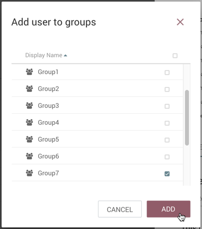 Add User to Groups Dialog