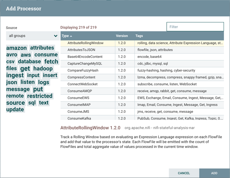 Add Processor Dialog