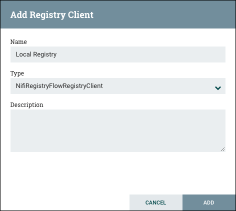 Add Registry Client Dialog