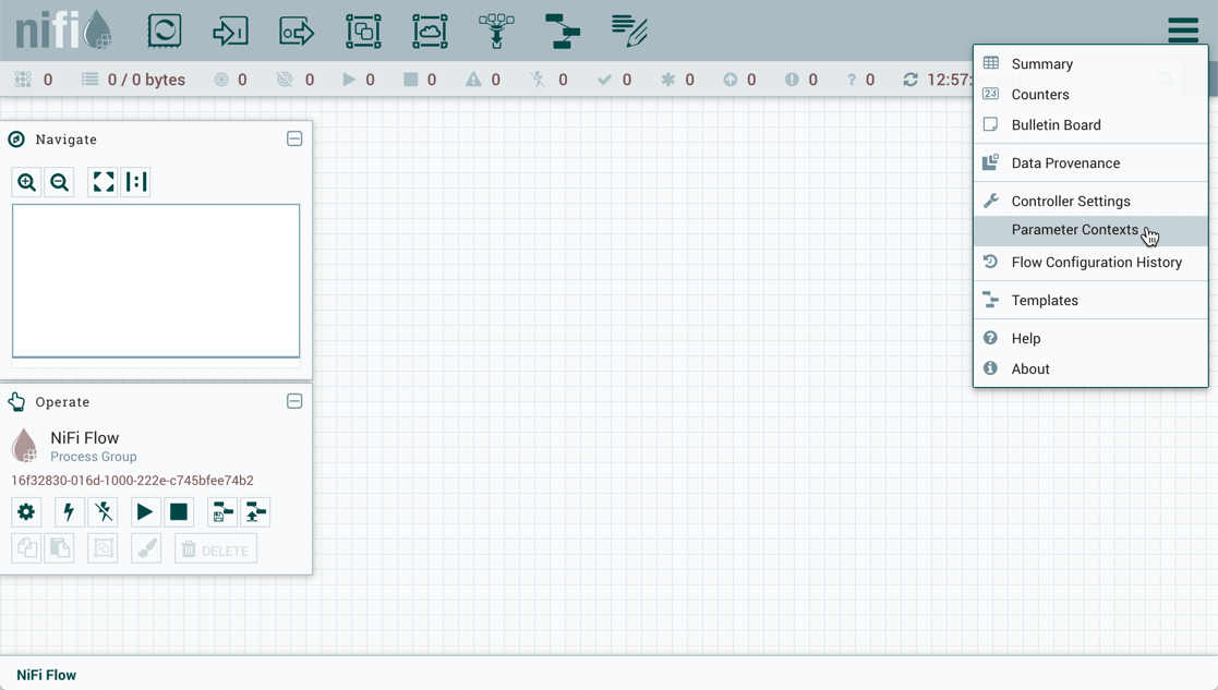 Global Menu - Parameter Contexts