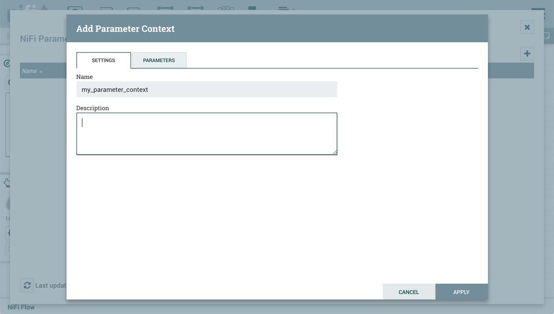 Parameter Contexts - Settings