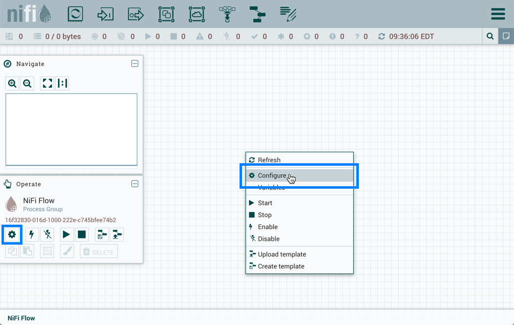 Configure Process Group Parameter Context